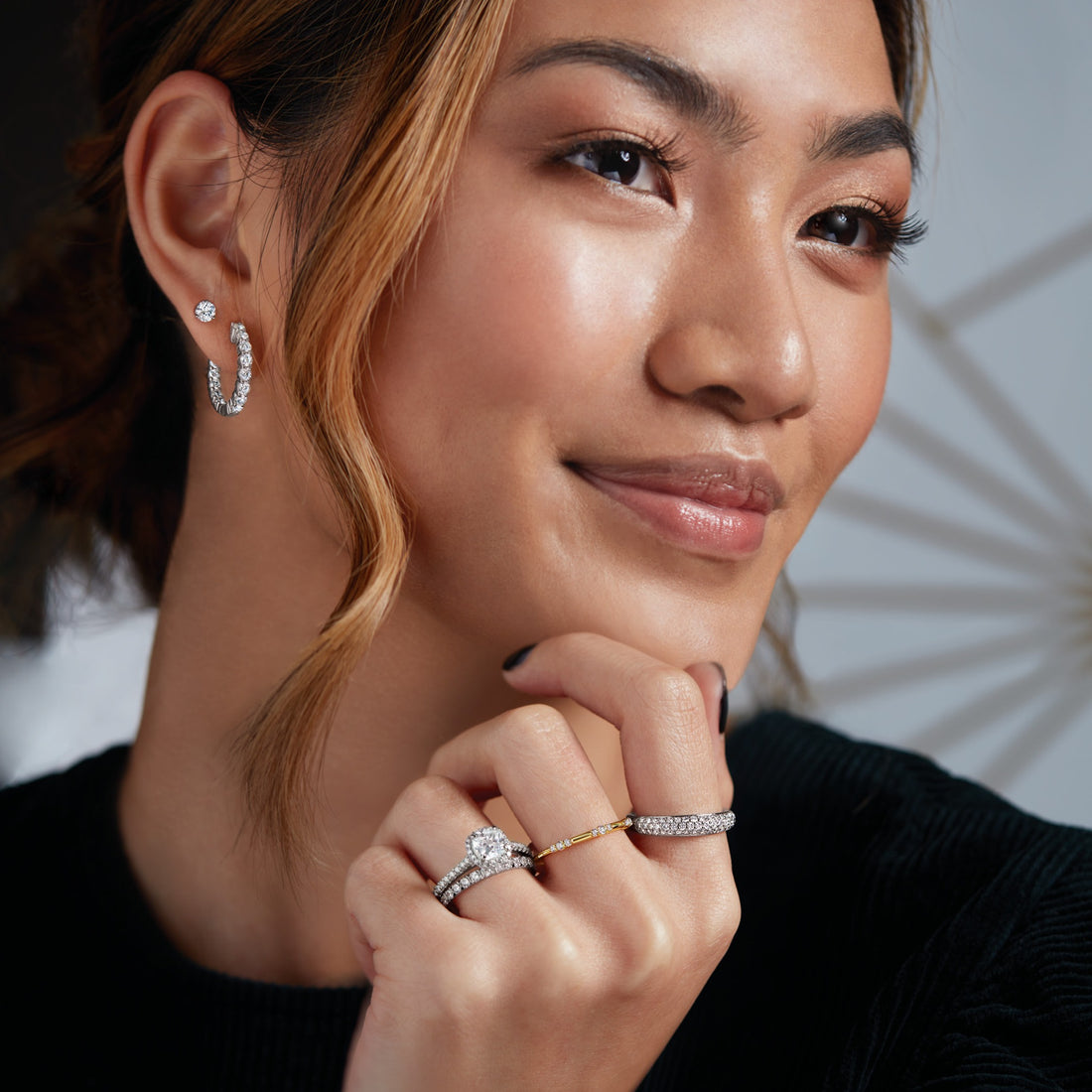 Diamond Inside-Outside Hoop Earrings