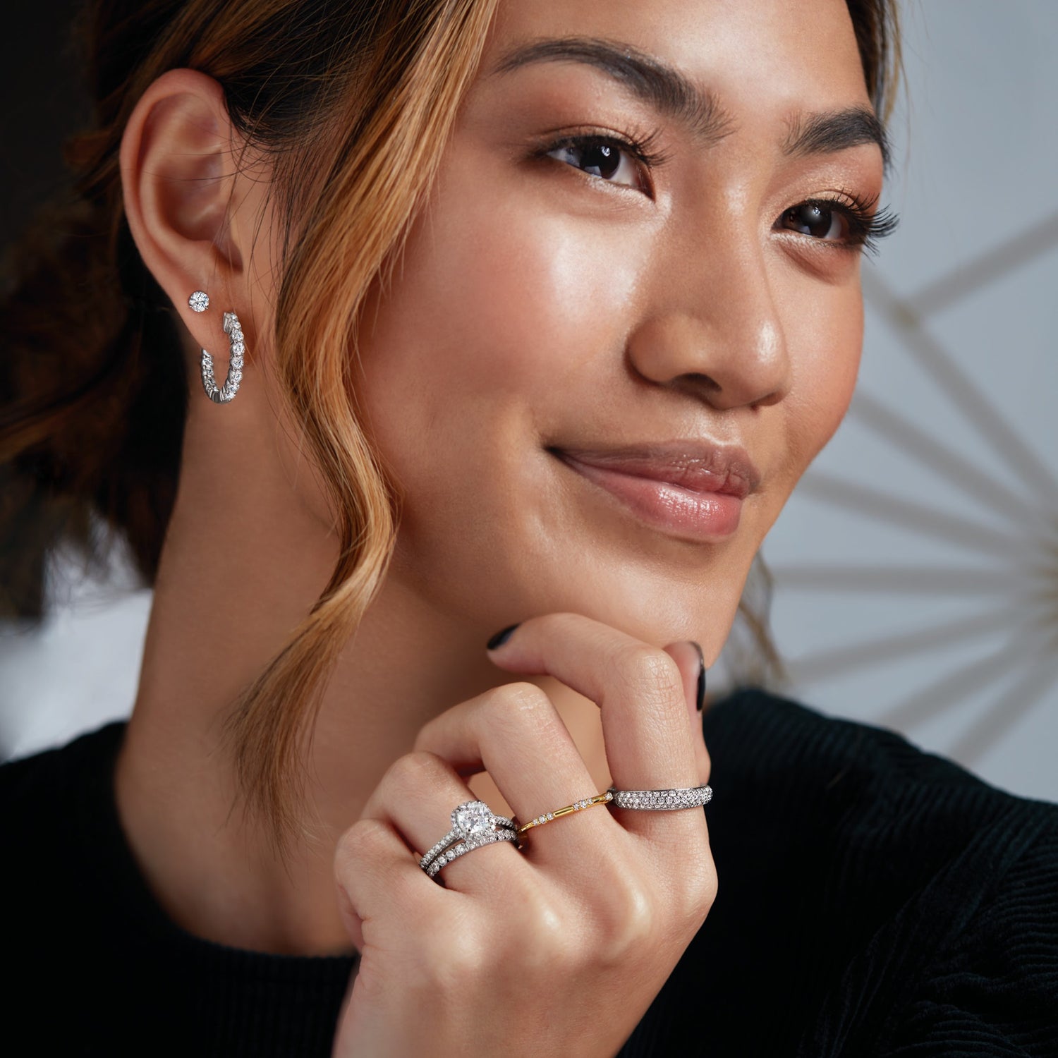 Diamond Inside-Outside Hoop Earrings