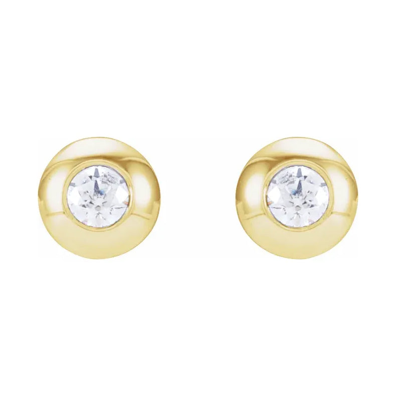 Diamond Domed Bezel-Set Earrings