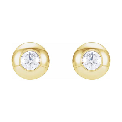 Diamond Domed Bezel-Set Earrings