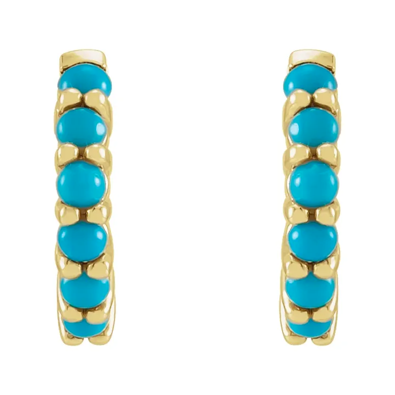 Natural Turquoise Huggie Hoop Earrings