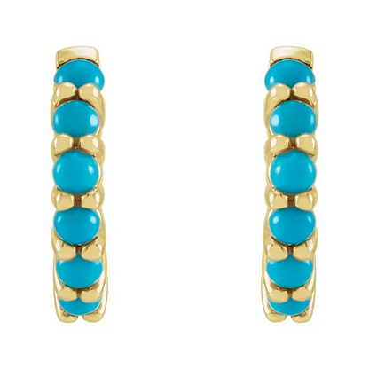 Natural Turquoise Huggie Hoop Earrings