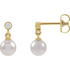 Diamond & Cultured White Akoya Pearl Earrings