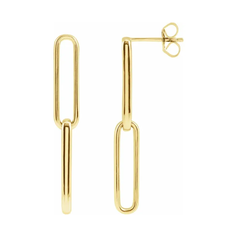 Elongated Flat Link Earrings