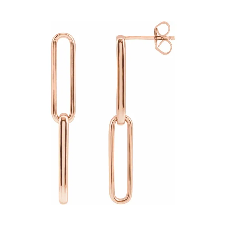 Elongated Flat Link Earrings