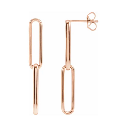 Elongated Flat Link Earrings