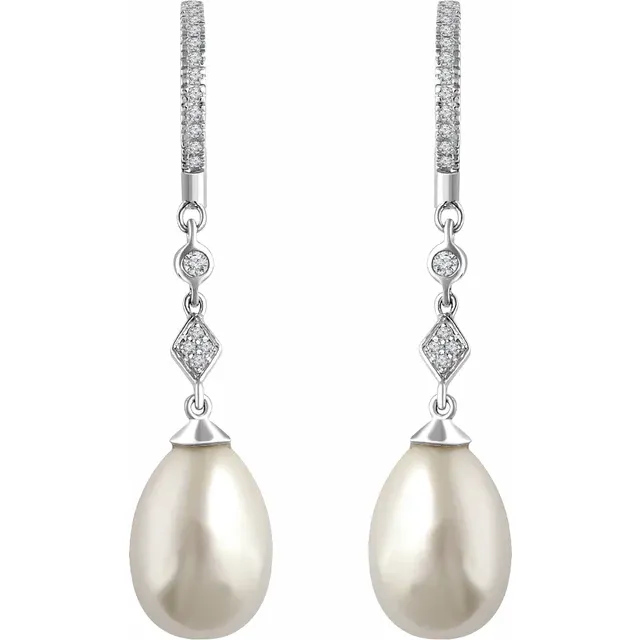 Pearl and Diamond Earrings