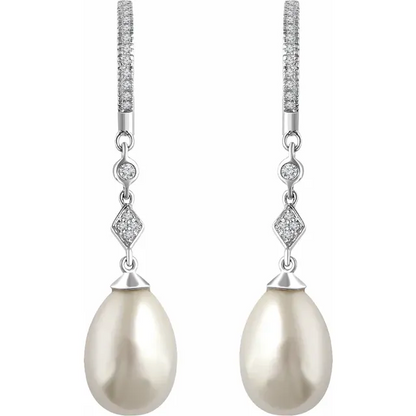 Pearl and Diamond Earrings