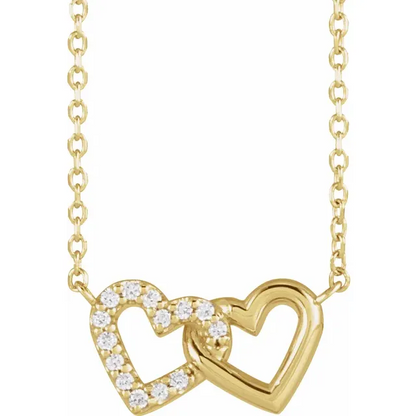 Diamond Petite Double Interlocking Heart Necklace