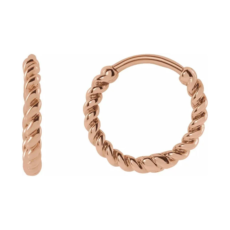 Twisted Rope Huggie Hoop Earrings