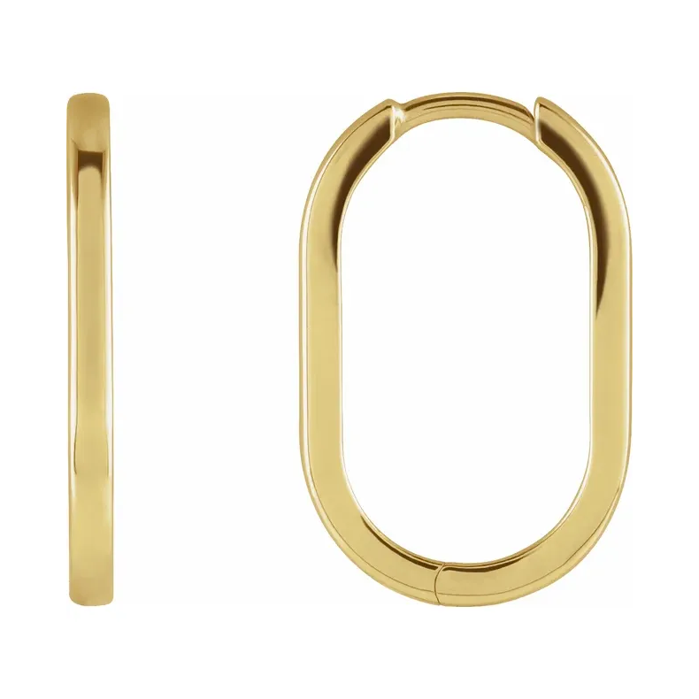 Elongated Oval Huggie Hoop Earrings