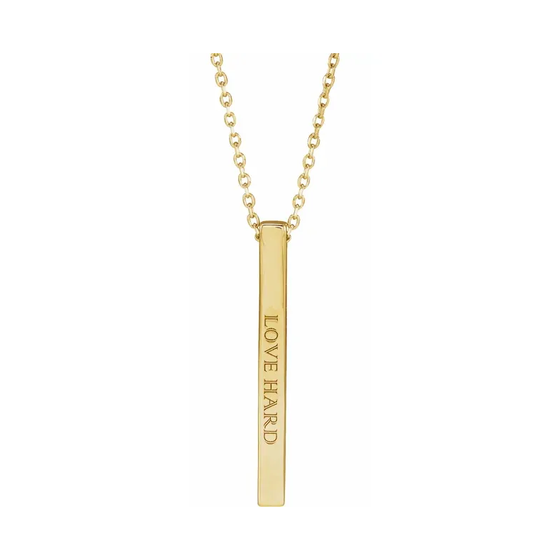 Engravable Four-Sided Vertical Bar Necklace