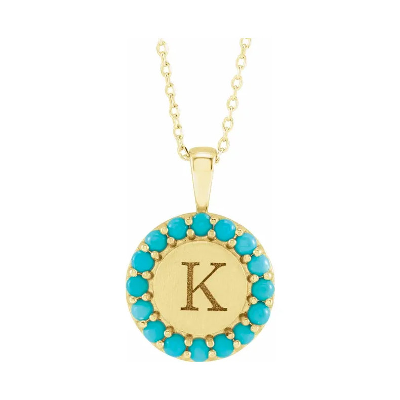 Turquoise Halo-Style Engravable Necklace