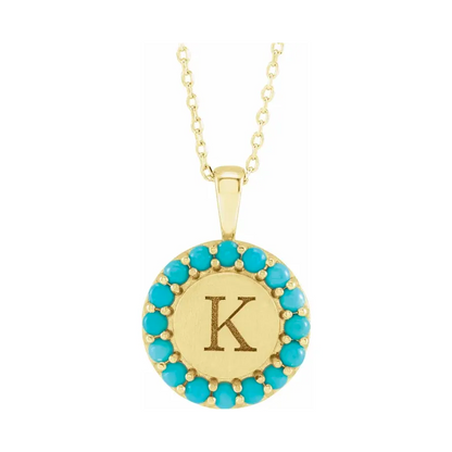 Turquoise Halo-Style Engravable Necklace