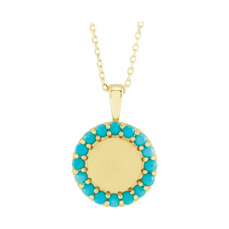 Turquoise Halo-Style Engravable Necklace