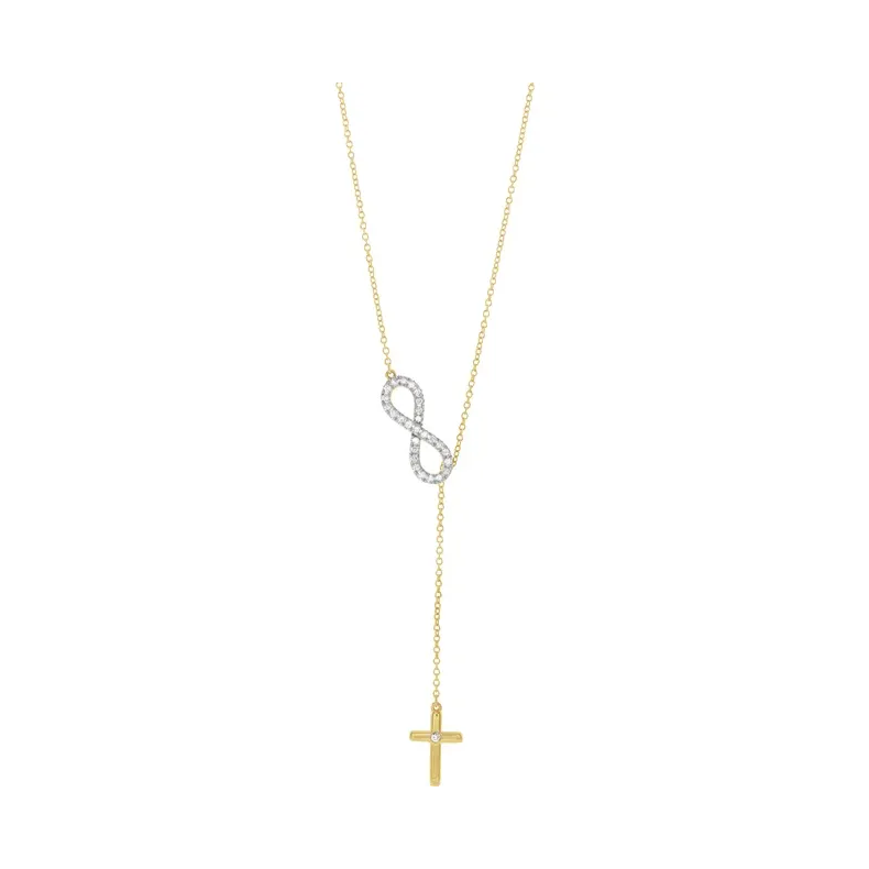 Diamond Infinity-Inspired Cross 16-18&quot; Necklace