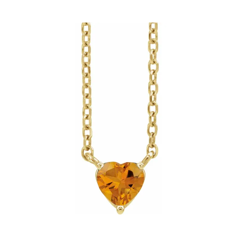 Natural Citrine Heart Necklace