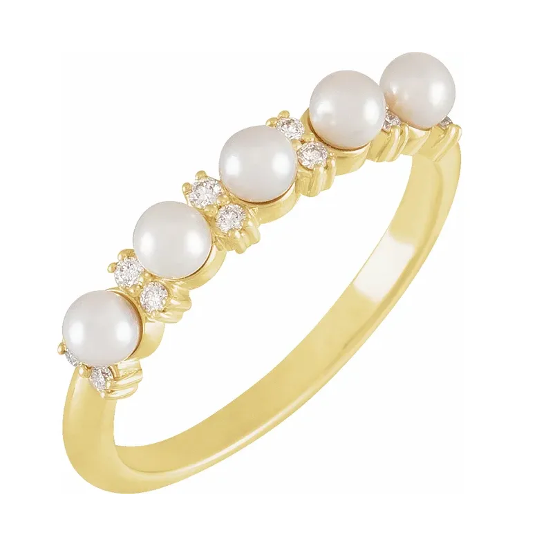 Baby Pearl &amp; Diamond Ring