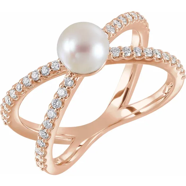 Pearl and Natural Diamond Ring