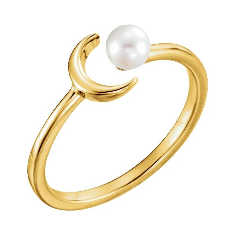 Pearl Crescent Moon Ring