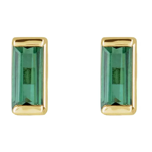 Green Tourmaline Channel-Set Earrings