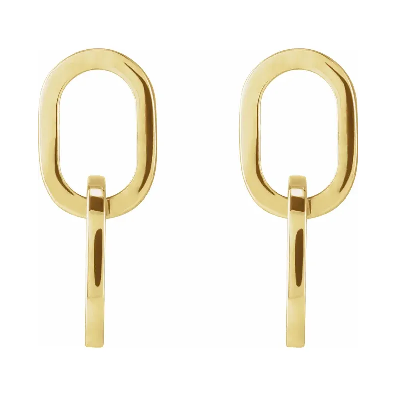 14K Yellow Gold Interlocking Oval Earrings