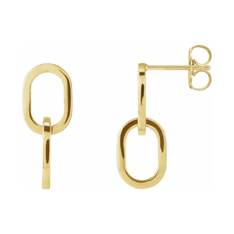 14K Yellow Gold Interlocking Oval Earrings