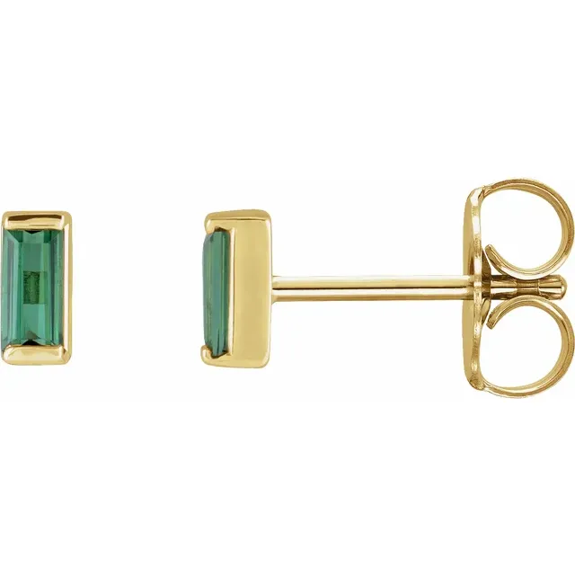 Green Tourmaline Channel-Set Earrings