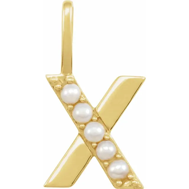 Mini pearls initial charmpendant